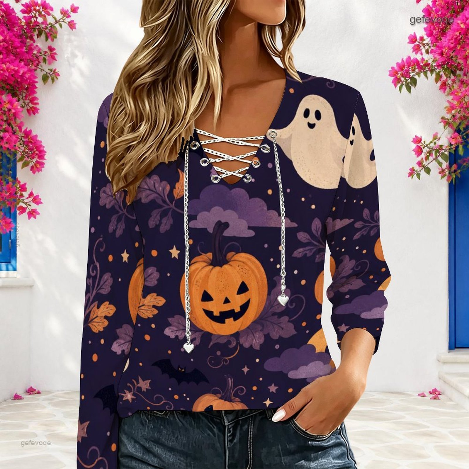 Women V Neck Long Sleeve Top M - Blouses recension och pris