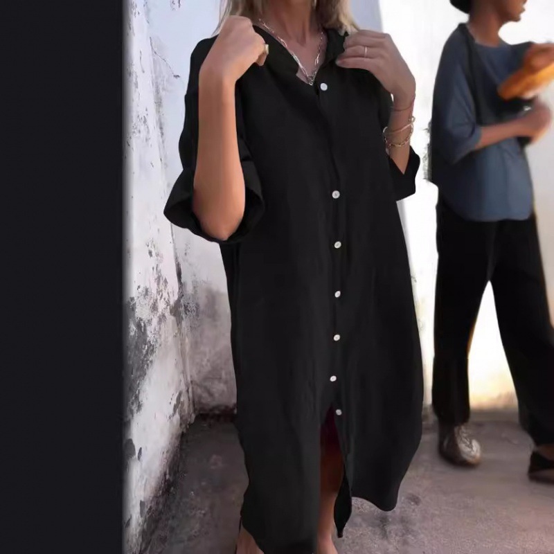 2026 Women's Old Money Shirt D - Casual Loose Linen Shirt Dress recension och pris