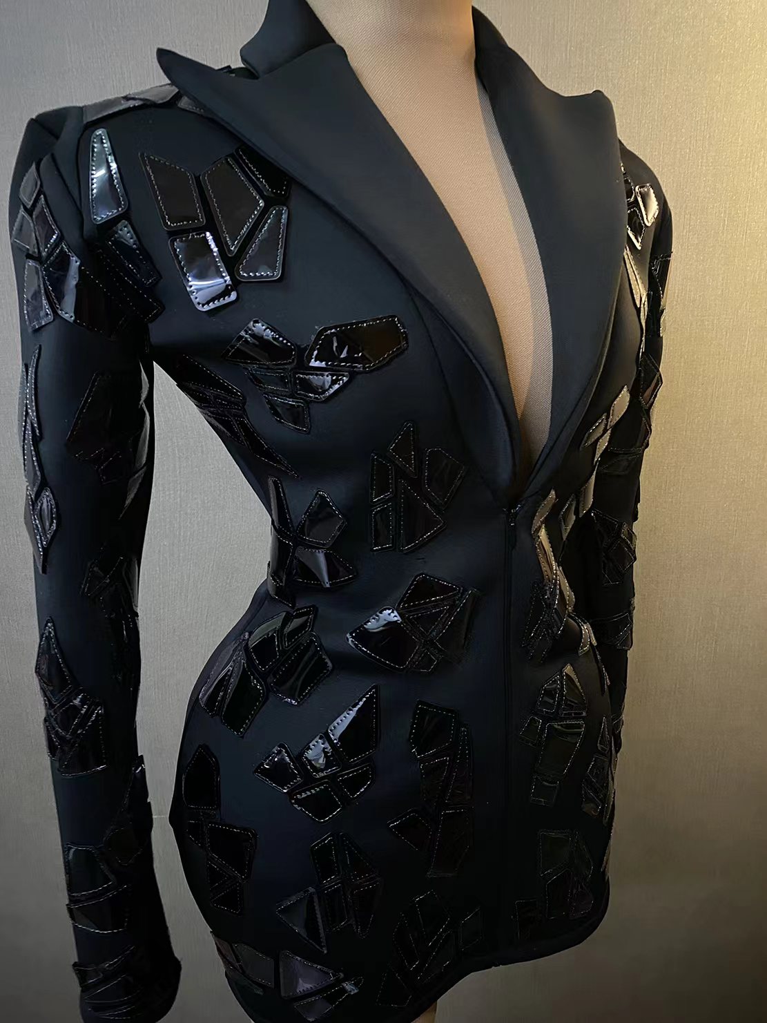 Luxury Women's Black Suit Dres - Sparkly Rhinestone Club Party Dress recension och pris