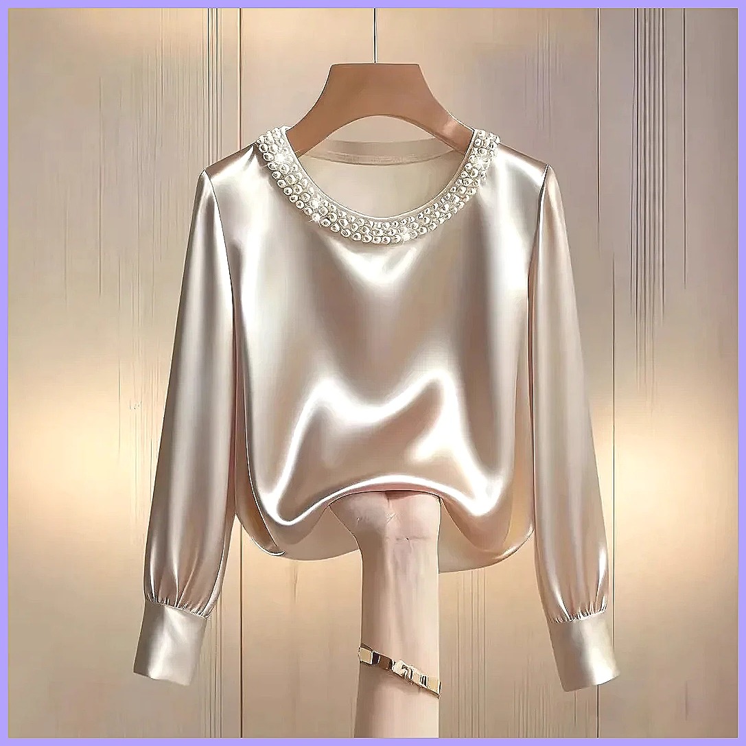 Elegant Beaded Satin Blouse fo - Blouses recension och pris