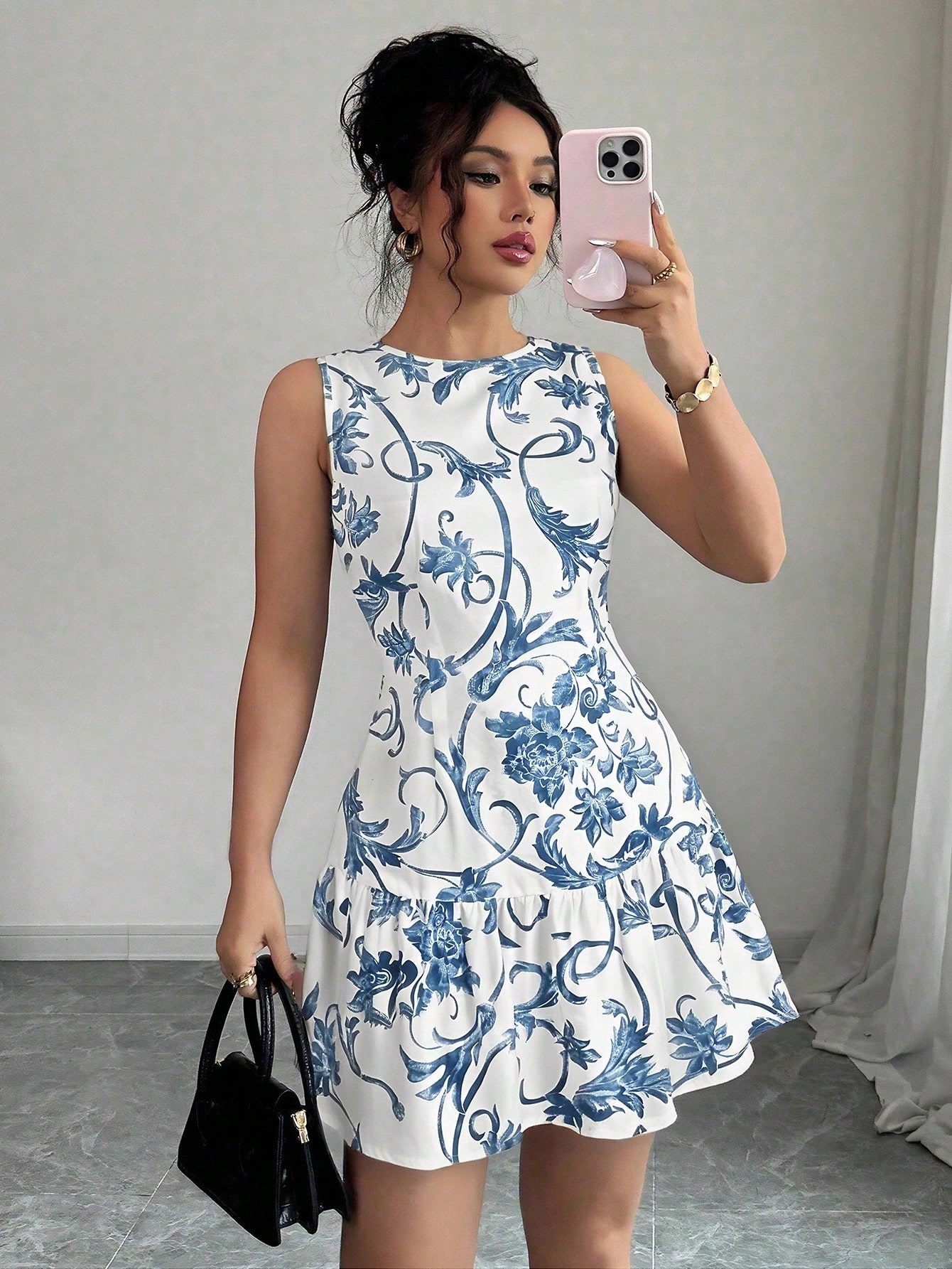Women's Floral Print Sleeveles - French Vintage Floral Midi Dress recension och pris