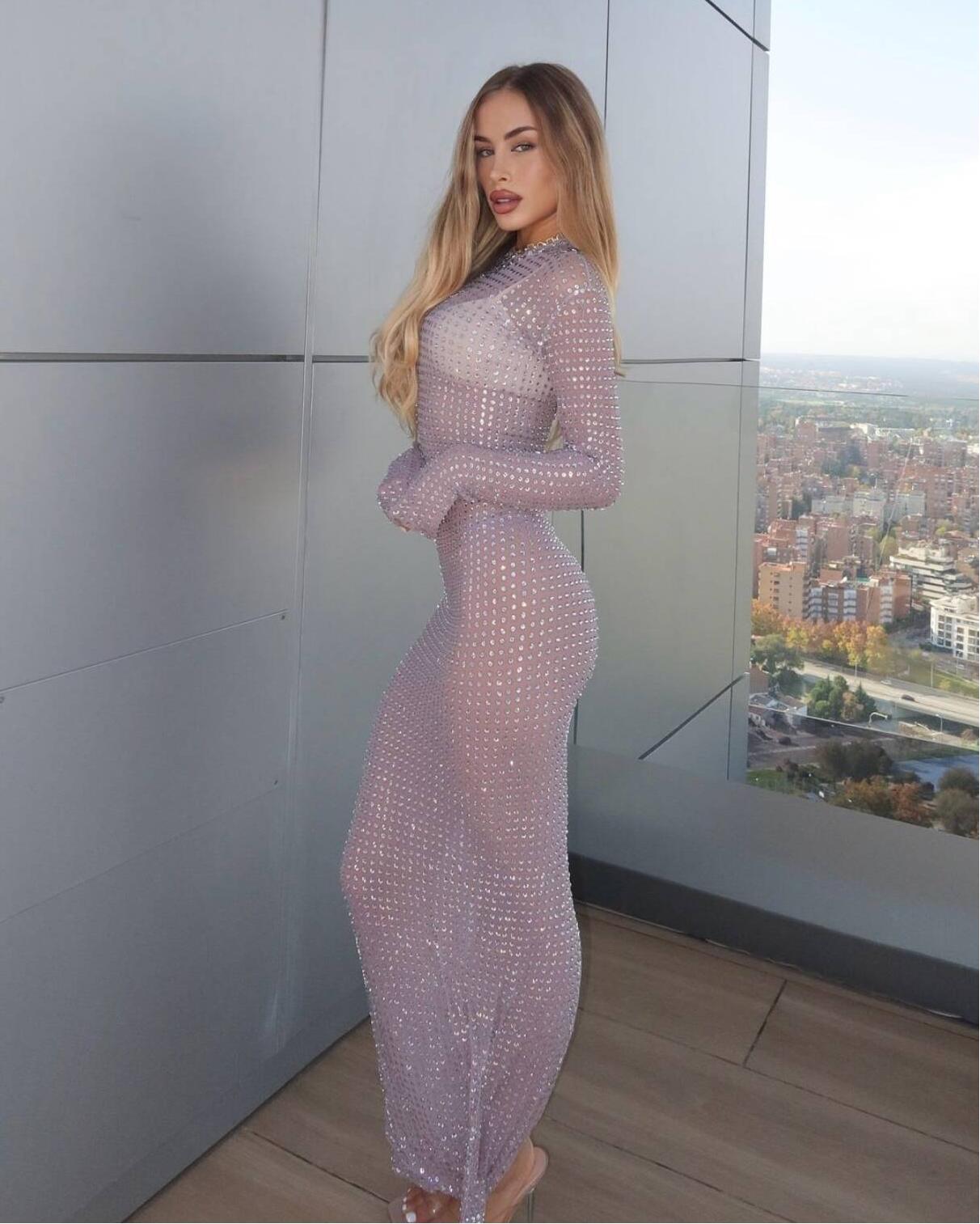 2025 New Transparent Photo Sho - Sparkly Rhinestone Club Party Dress recension och pris