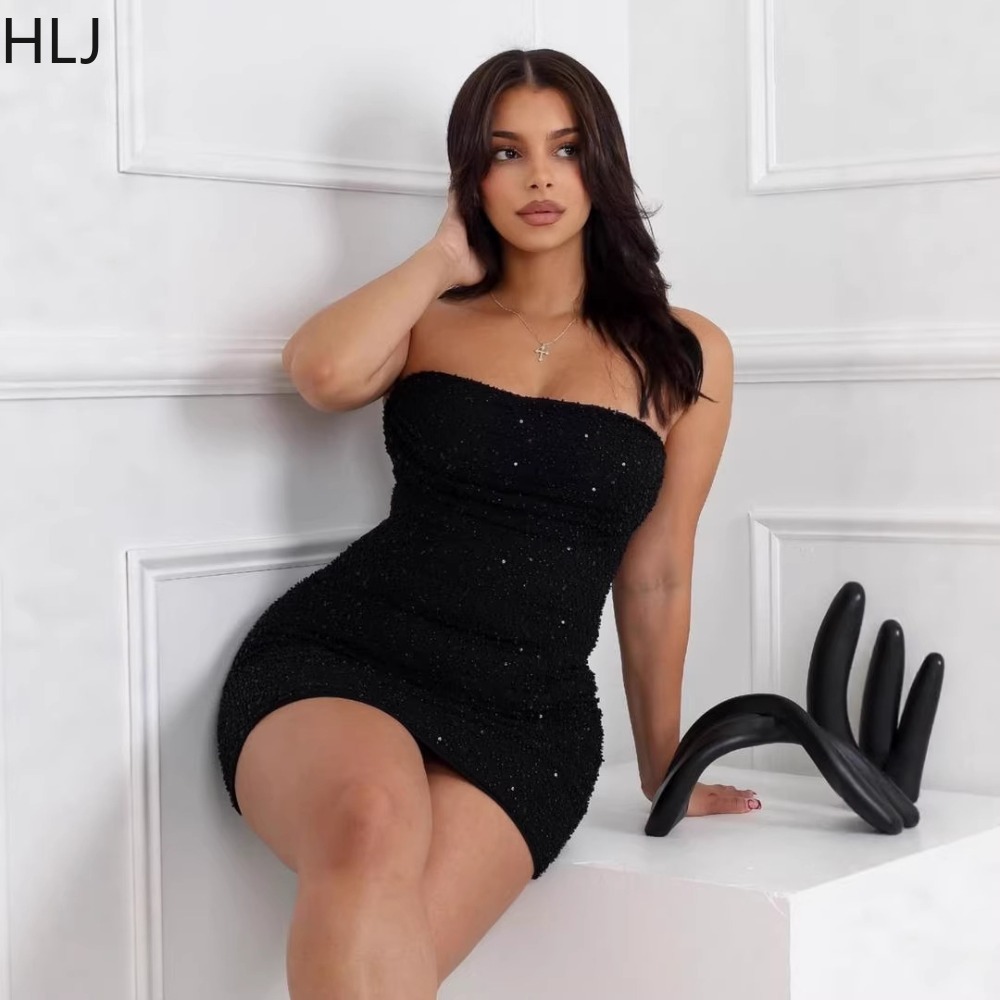 HLJ Sexy Women Strapless Mini  - Sparkly Rhinestone Club Party Dress recension och pris